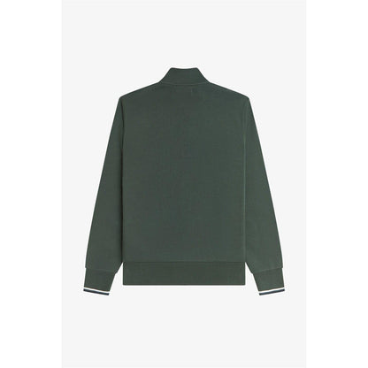 Court Green - Back - Fred Perry Mens Logo Half Zip Sweatshirt