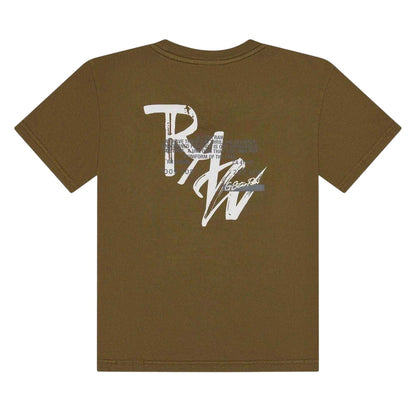 Dark Olive - Back - G-Star Childrens-Kids Logo Cotton T-Shirt