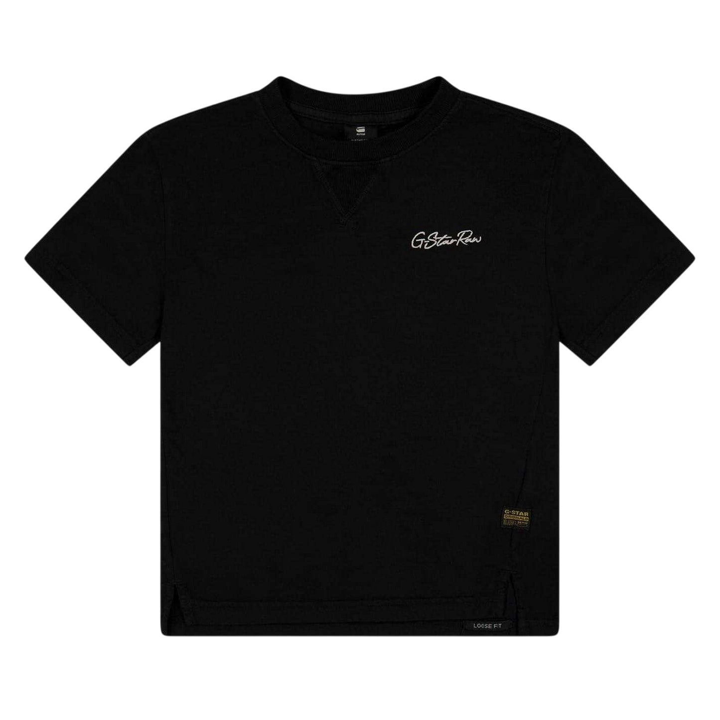 Black - Front - G-Star Childrens-Kids Logo Cotton T-Shirt