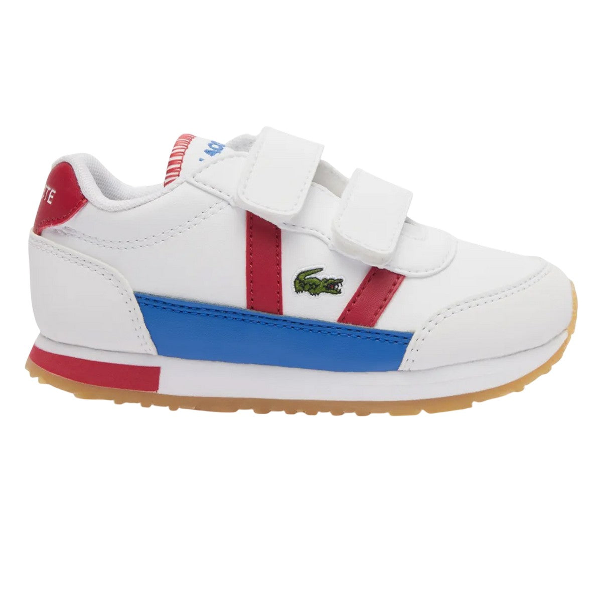 White-Red - Side - Lacoste Childrens-Kids Partner Trainers