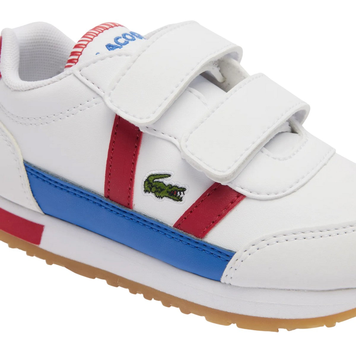 White-Red - Pack Shot - Lacoste Childrens-Kids Partner Trainers