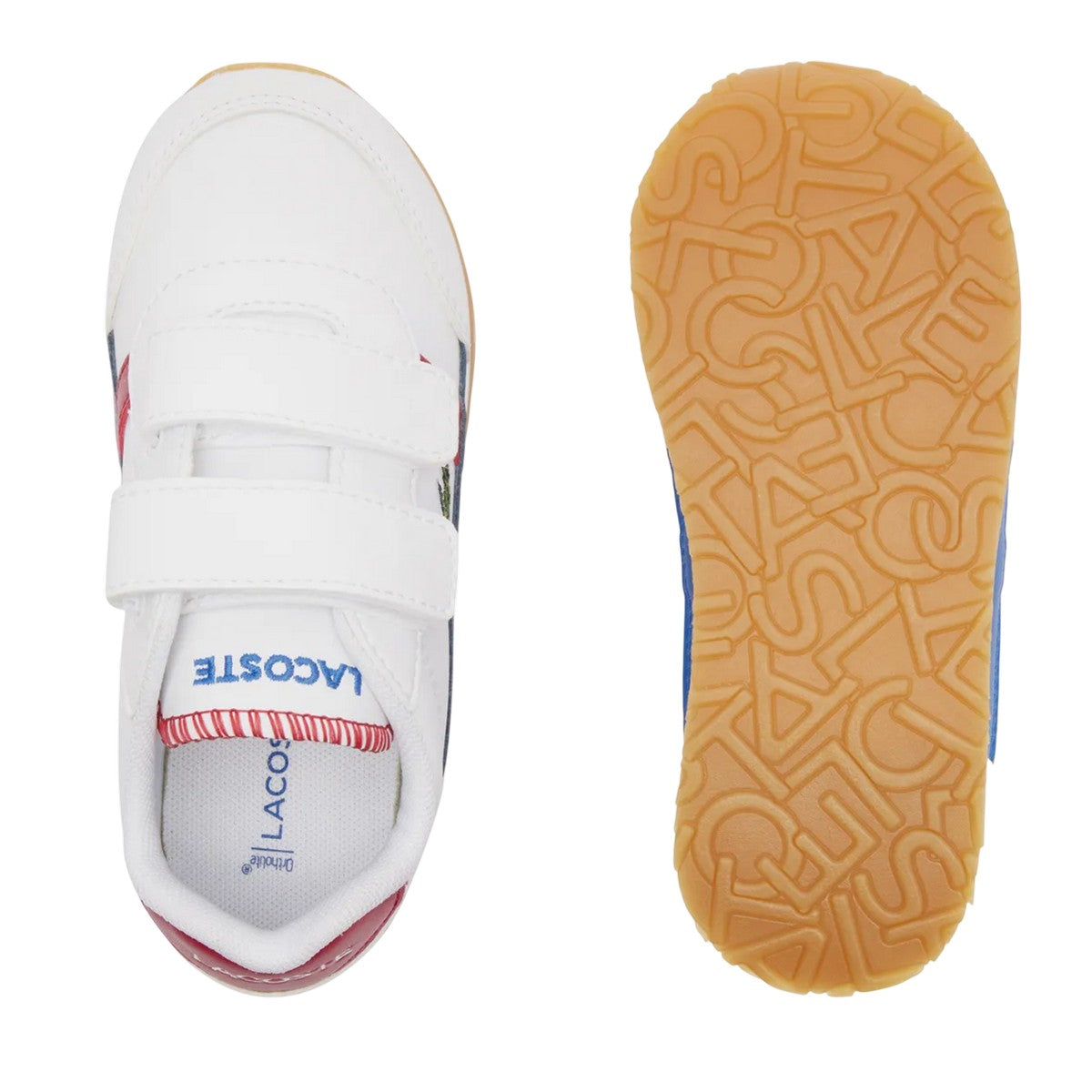 White-Red - Close up - Lacoste Childrens-Kids Partner Trainers