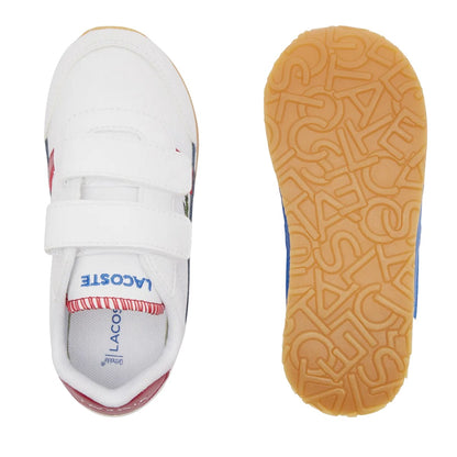 White-Red - Close up - Lacoste Childrens-Kids Partner Trainers