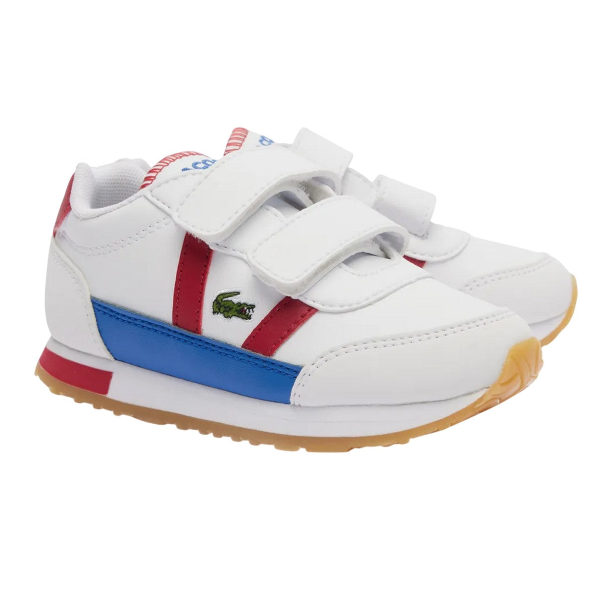 White-Red - Front - Lacoste Childrens-Kids Partner Trainers