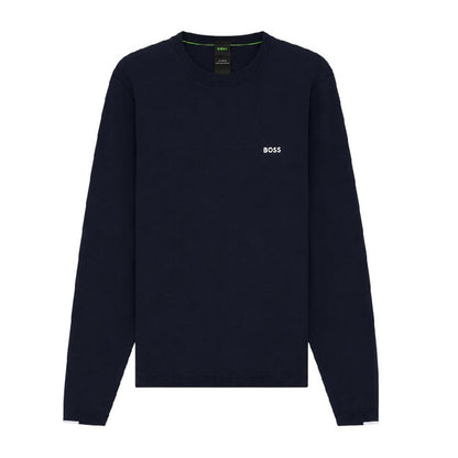 Dark Blue - Front - Boss Mens Embroidered Logo Crew Neck Jumper