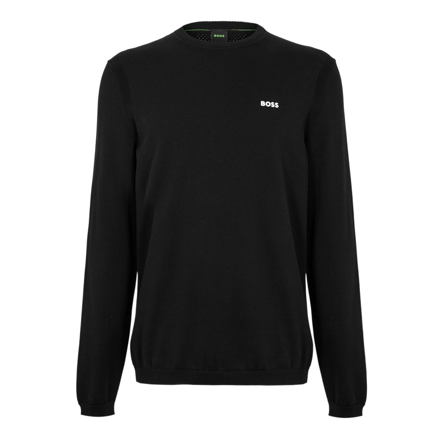 Black - Front - Boss Mens Embroidered Logo Crew Neck Jumper