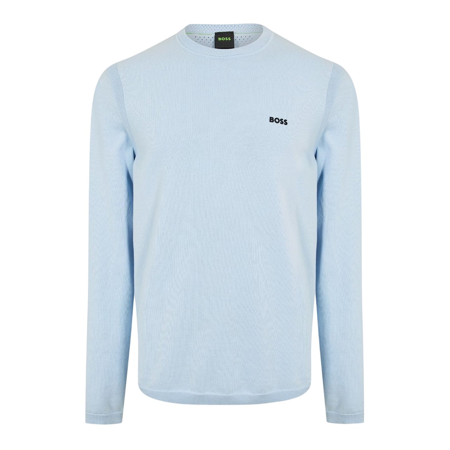 Blue - Front - Boss Mens Embroidered Logo Crew Neck Jumper