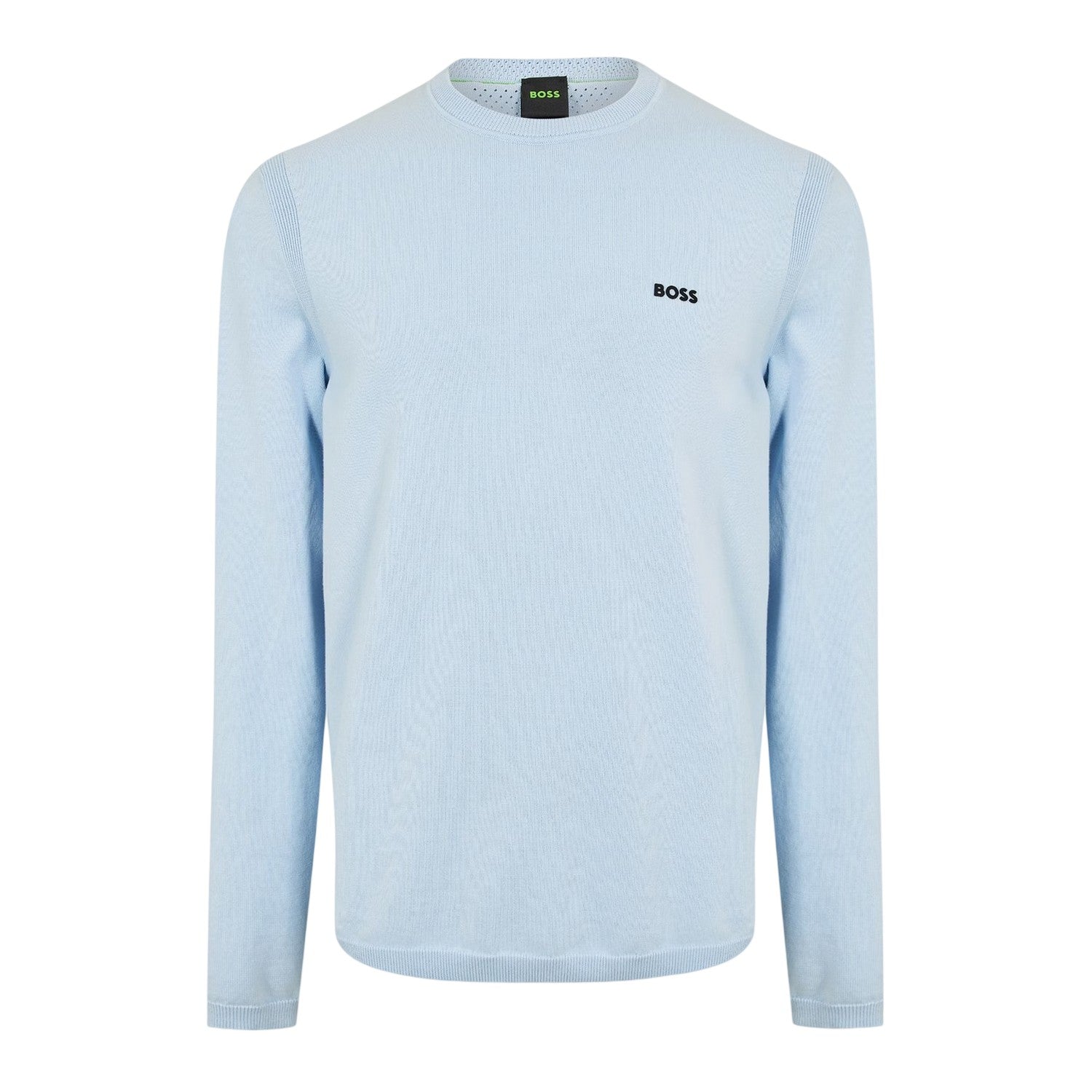 Blue - Front - Boss Mens Embroidered Logo Crew Neck Jumper