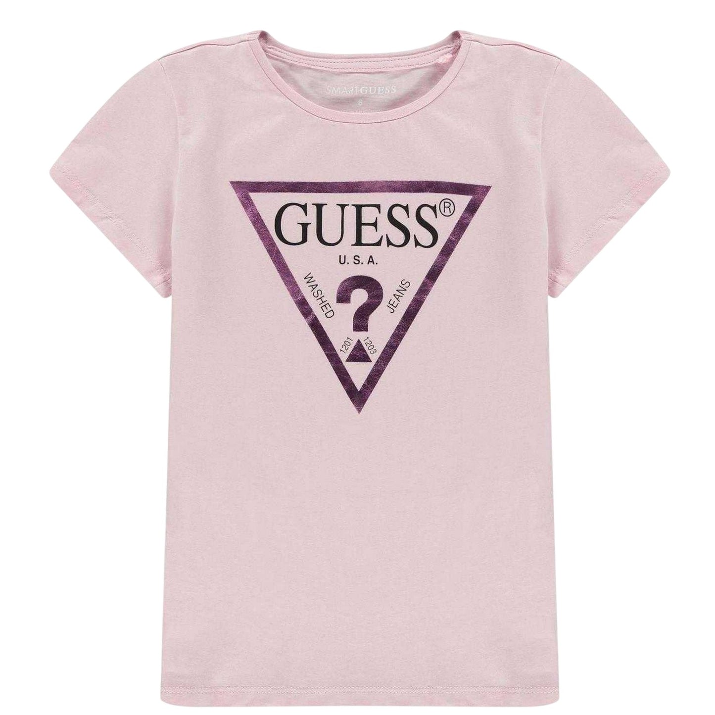 Pink - Front - Guess Girls Core Logo T-Shirt