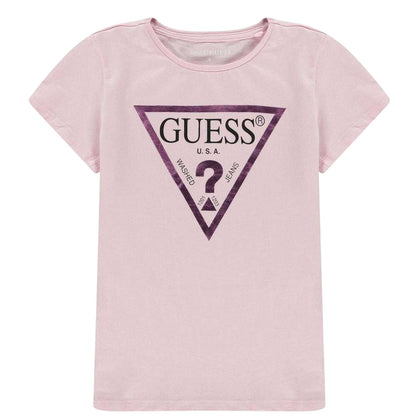 Pink - Front - Guess Girls Core Logo T-Shirt