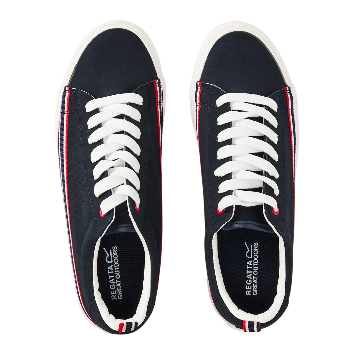Navy - Side - Regatta Mens Leather Low Cut Flat Trainers