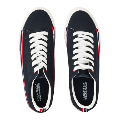 Navy - Side - Regatta Mens Leather Low Cut Flat Trainers