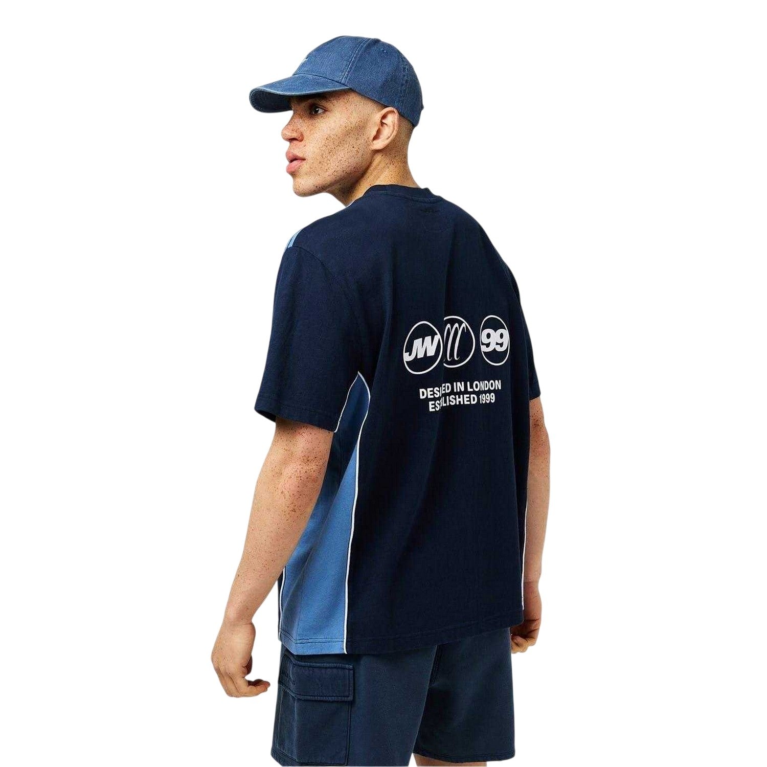 Navy-Sky - Back - Jack Wills Mens Retro Crew Neck Regular T-Shirt