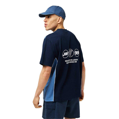 Navy-Sky - Back - Jack Wills Mens Retro Crew Neck Regular T-Shirt