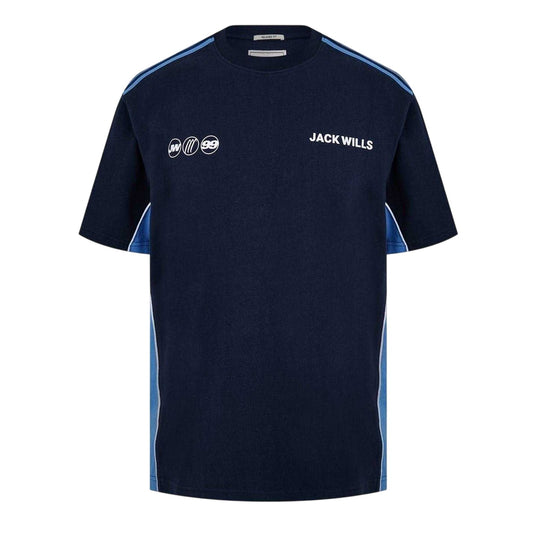Navy-Sky - Front - Jack Wills Mens Retro Crew Neck Regular T-Shirt