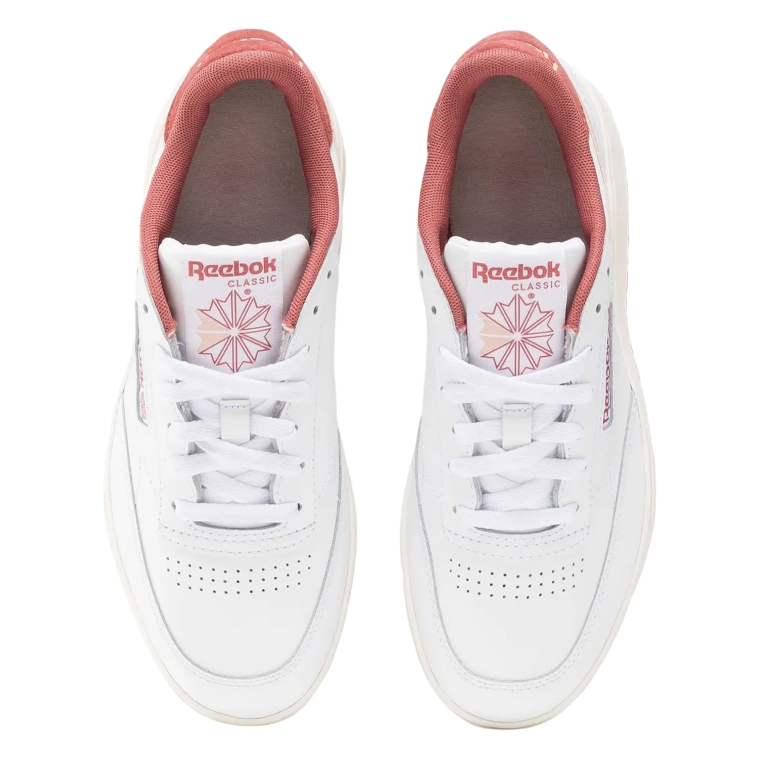 White-Pink - Side - Reebok Womens-Ladies Club C Leather Platform Trainers