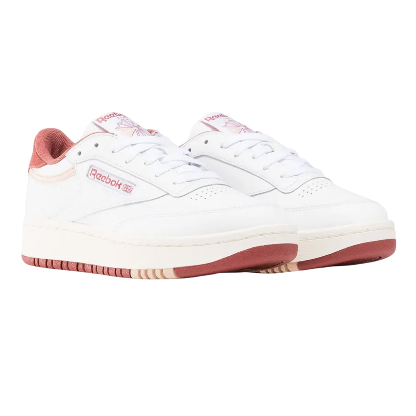 White-Pink - Pack Shot - Reebok Womens-Ladies Club C Leather Platform Trainers