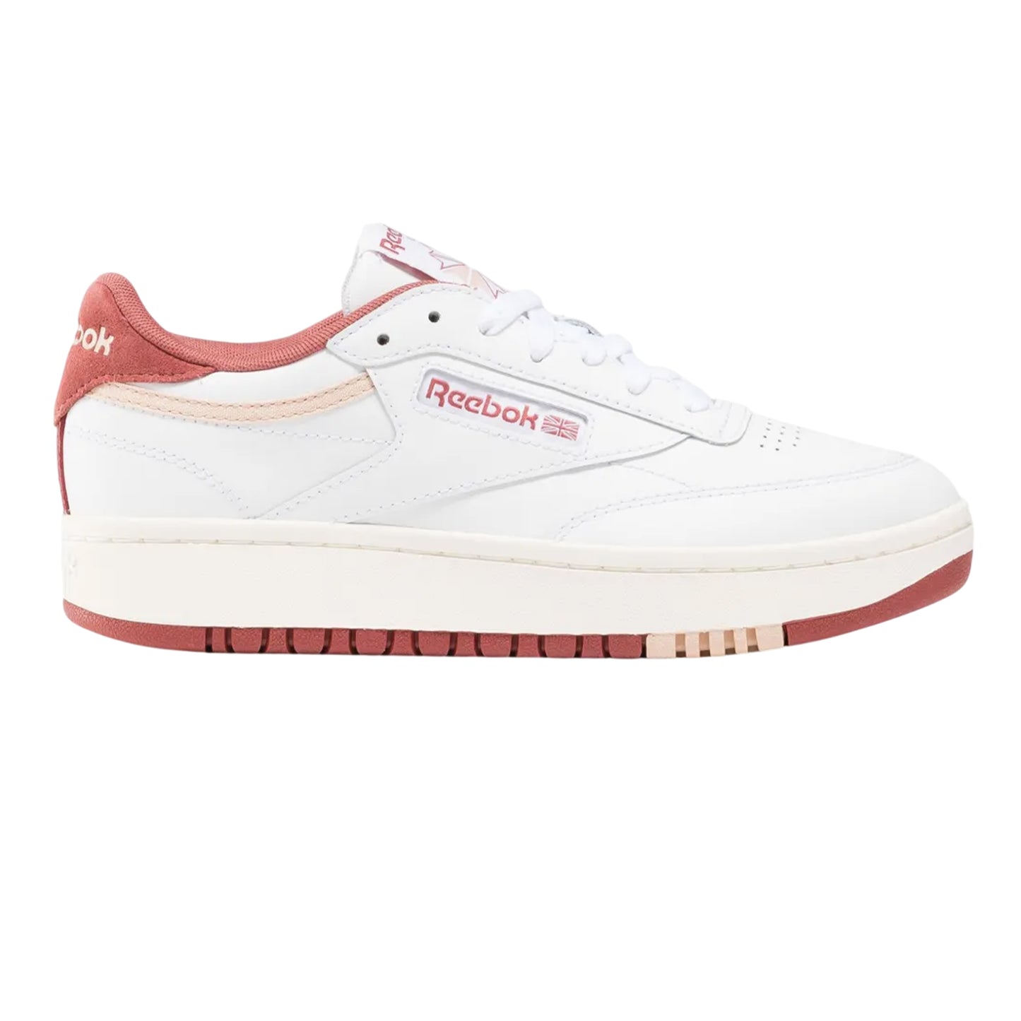 White-Pink - Front - Reebok Womens-Ladies Club C Leather Platform Trainers