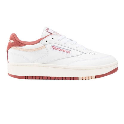 White-Pink - Front - Reebok Womens-Ladies Club C Leather Platform Trainers