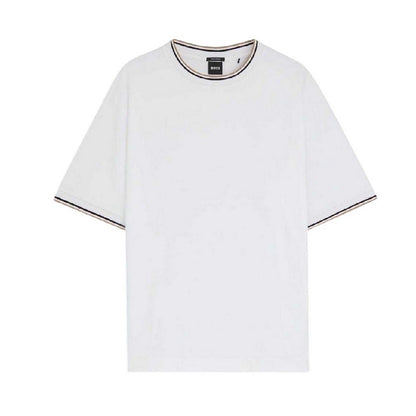 White - Front - Boss Mens Plain Woven T-Shirt