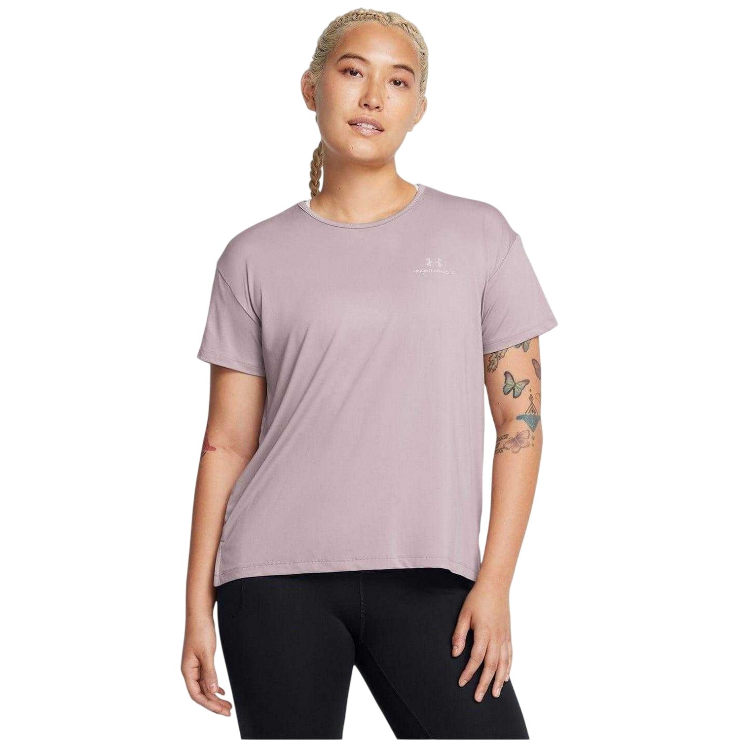 Grey - Side - Under Armour Womens-Ladies Vanish Energy UA Rush Gym Top