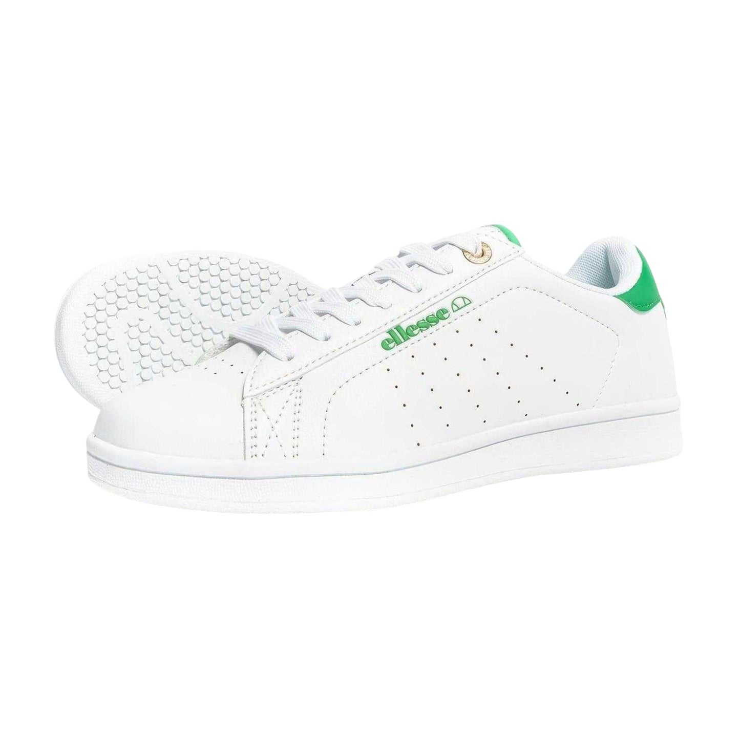 White-Green - Pack Shot - Ellesse Womens-Ladies Classic Leather Cupsole Trainers