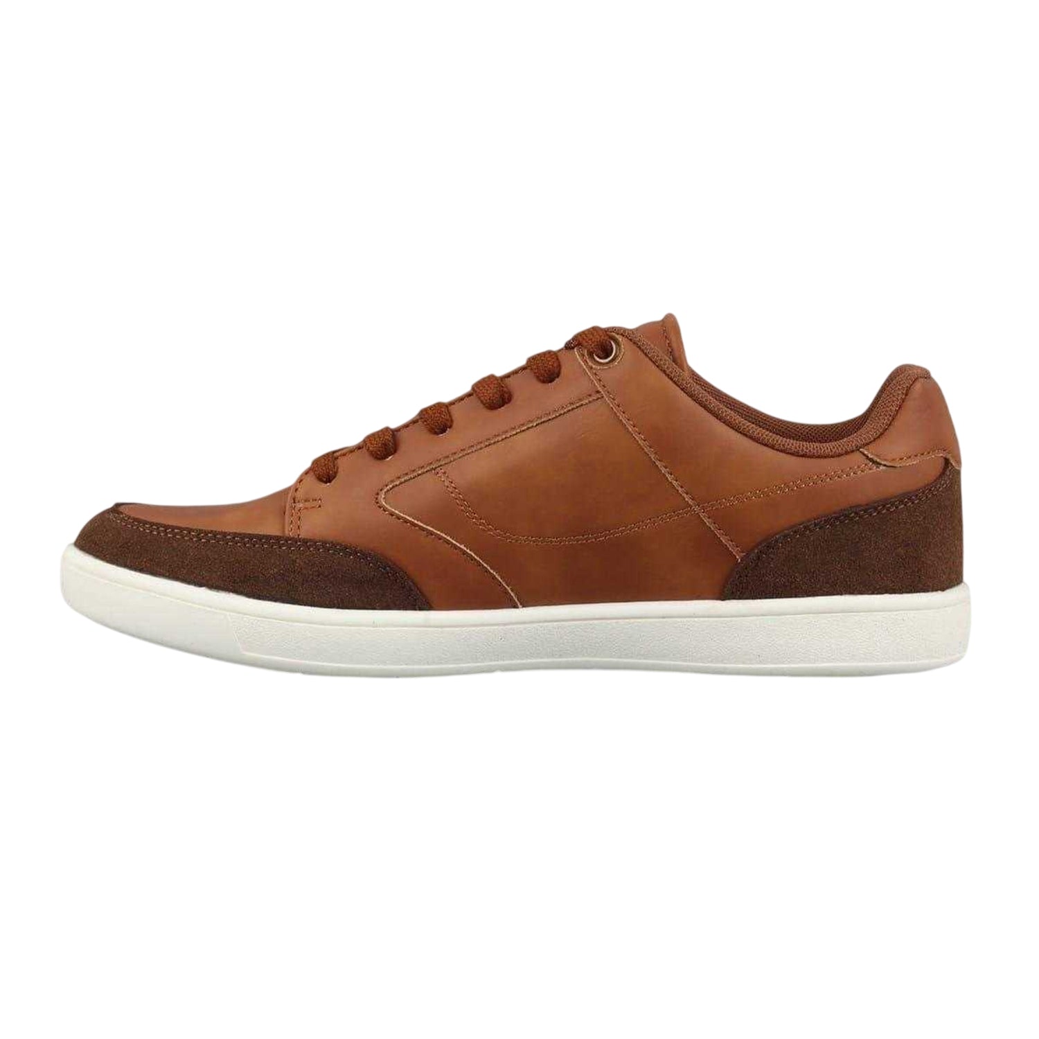 Tan - Back - Fabric Mens Casual Flat Trainers
