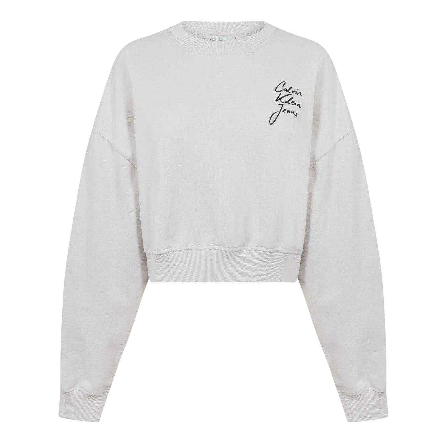 Moonbeam - Front - Calvin Klein Womens-Ladies Institutional Drop Shoulder Crop Sweatshirt