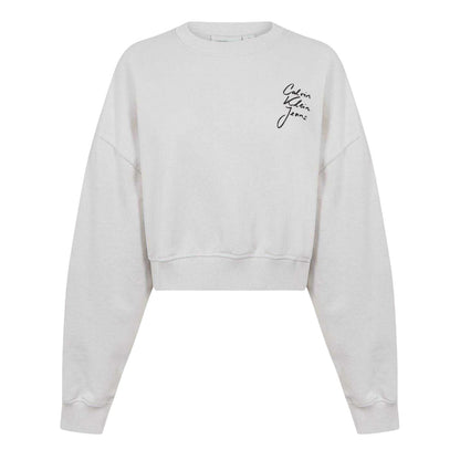 Moonbeam - Front - Calvin Klein Womens-Ladies Institutional Drop Shoulder Crop Sweatshirt