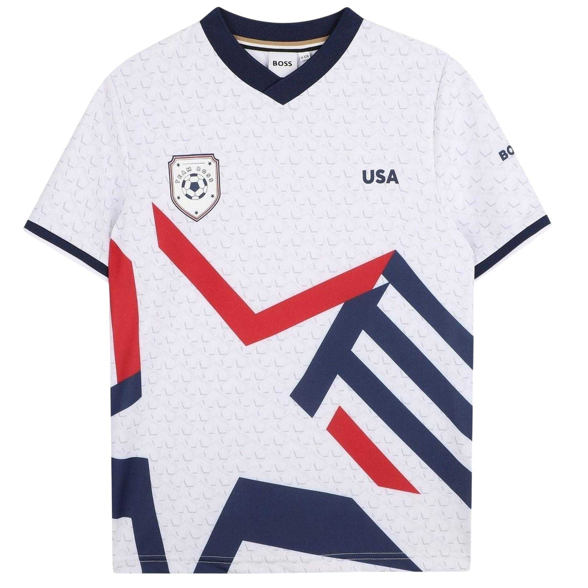 White - Front - Boss Childrens-Kids USA Football T-Shirt
