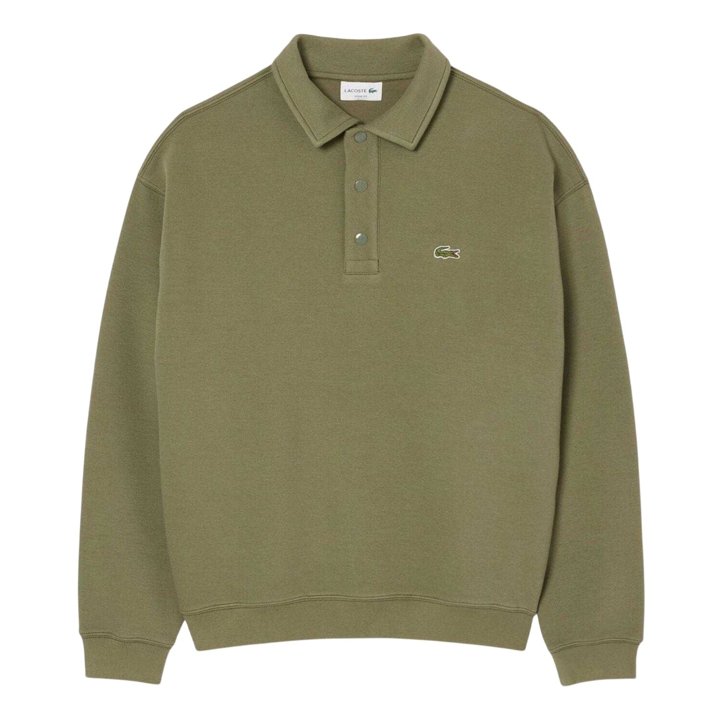 Green - Front - Lacoste Mens Pique Loose Fit Polo Sweatshirt