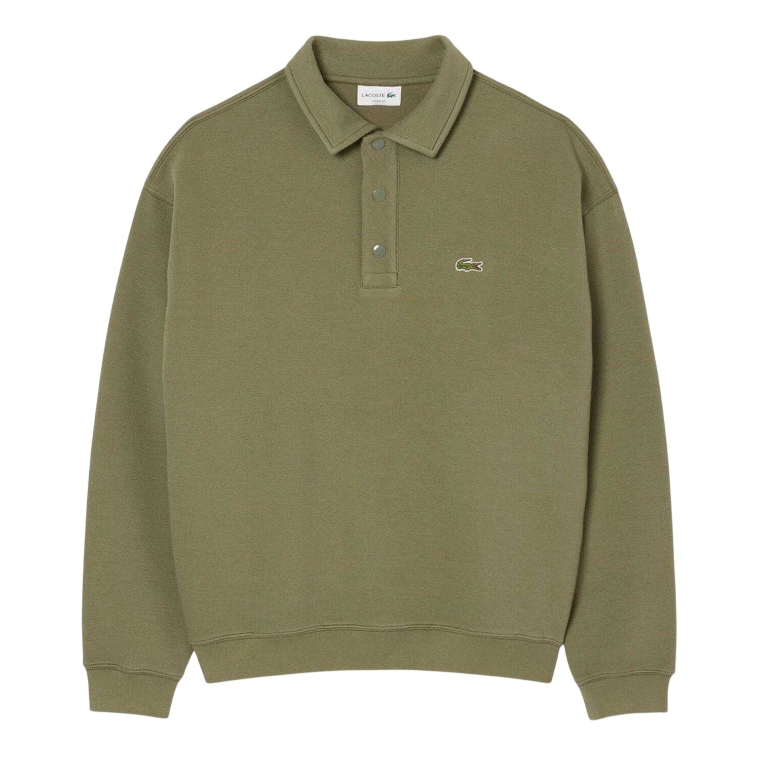 Green - Front - Lacoste Mens Pique Loose Fit Polo Sweatshirt