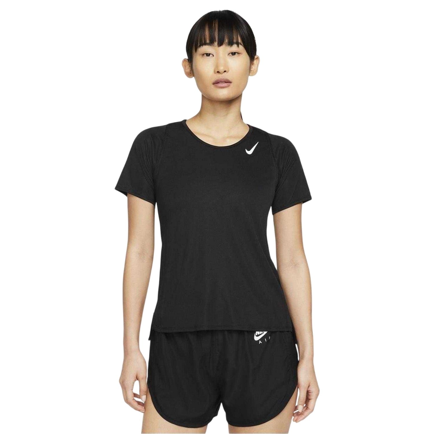Black - Front - Nike Womens-Ladies Dri-FIT Short-Sleeved Racing Top