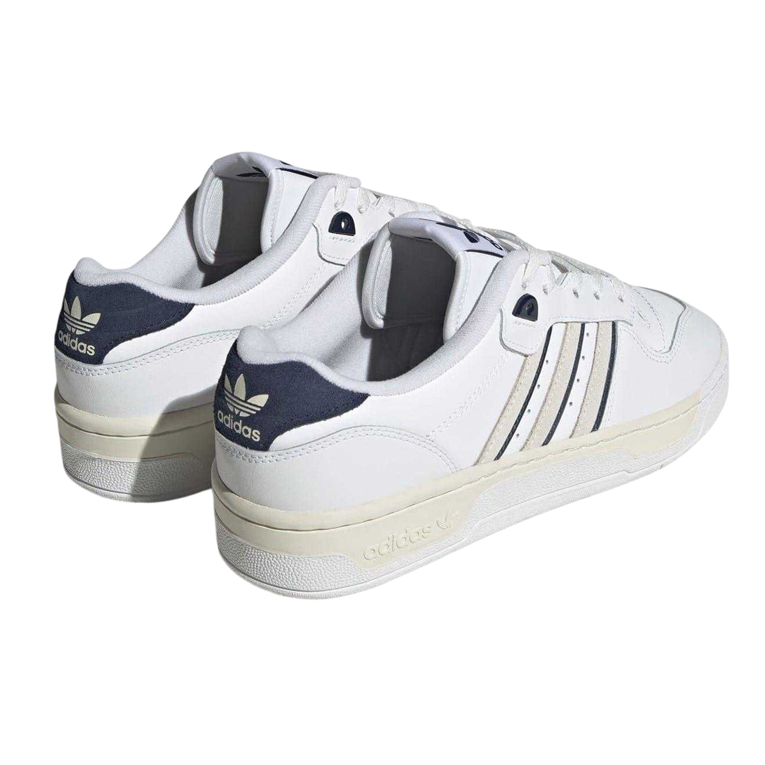 White - Back - Adidas Mens Rivalry 3 Stripes Leather Lace Up Flat Trainers