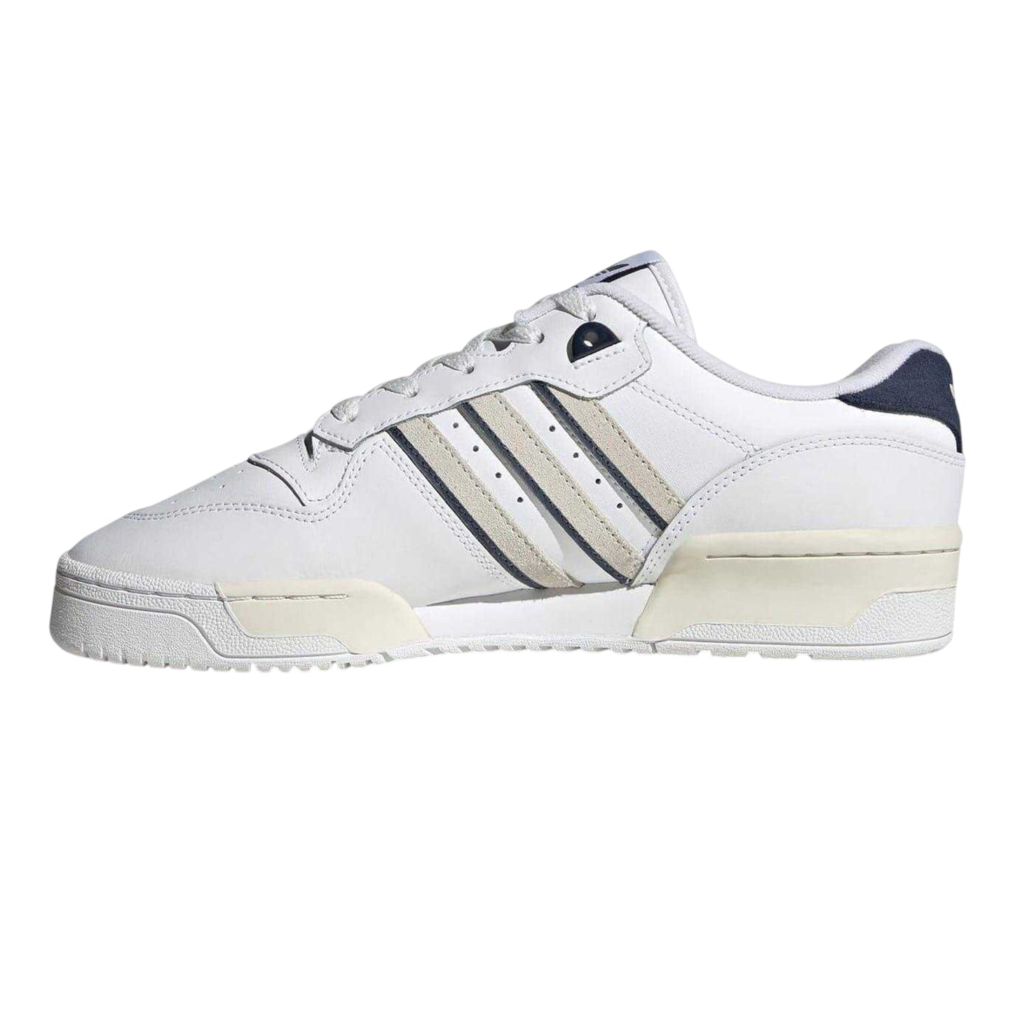 White - Side - Adidas Mens Rivalry 3 Stripes Leather Lace Up Flat Trainers