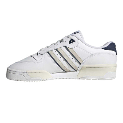 White - Side - Adidas Mens Rivalry 3 Stripes Leather Lace Up Flat Trainers