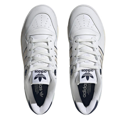 White - Lifestyle - Adidas Mens Rivalry 3 Stripes Leather Lace Up Flat Trainers