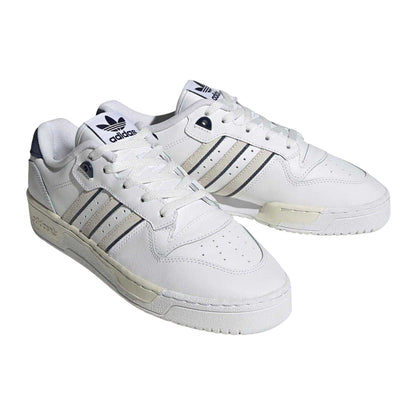 White - Pack Shot - Adidas Mens Rivalry 3 Stripes Leather Lace Up Flat Trainers