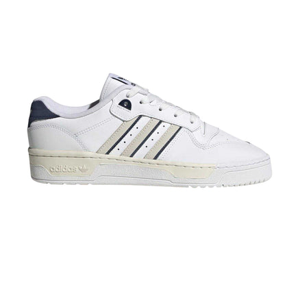 White - Front - Adidas Mens Rivalry 3 Stripes Leather Lace Up Flat Trainers