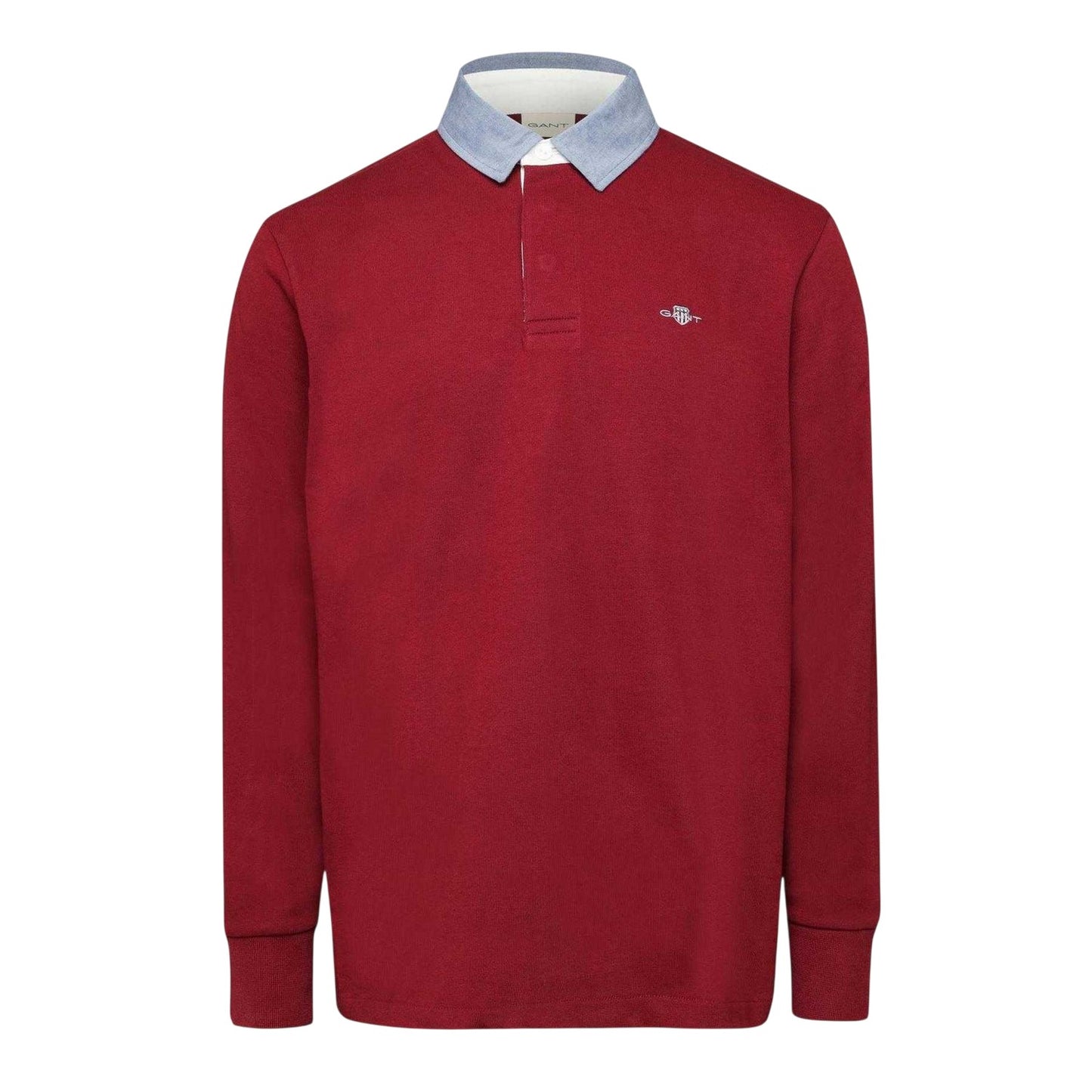 Red - Front - Gant Mens Rugger Chambray Regular Polo Sweatshirt