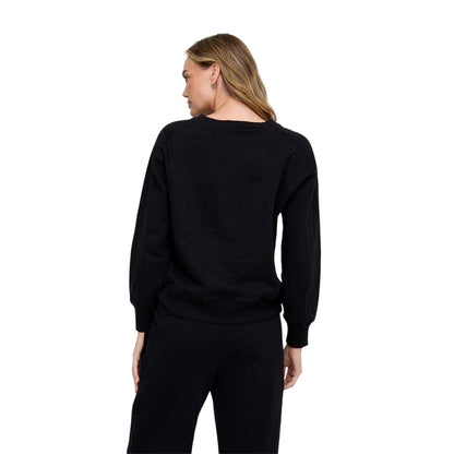 Black - Back - Raffya Womens-Ladies Embroidered Crew Neck Long-Sleeved Sweatshirt