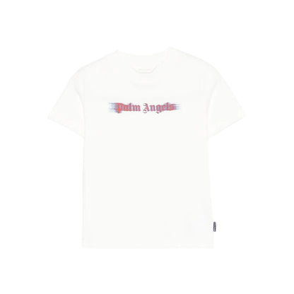 White - Front - Palm Angels Childrens-Kids Blur Logo T-Shirt