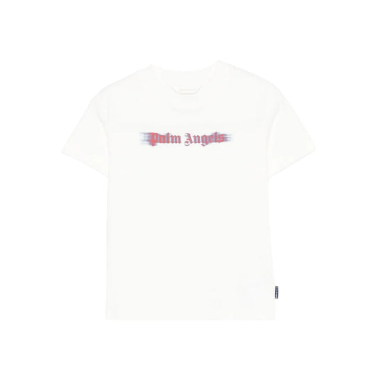 White - Front - Palm Angels Childrens-Kids Blur Logo T-Shirt