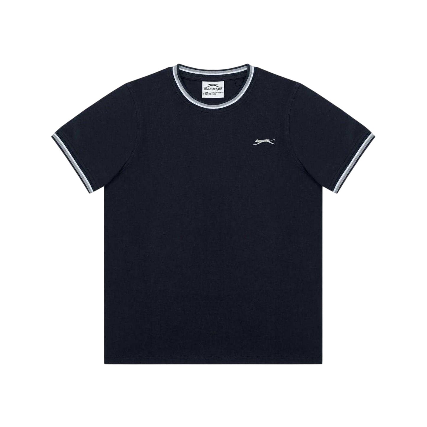 Navy - Front - Slazenger Childrens-Kids Tipped Crew Neck T-Shirt