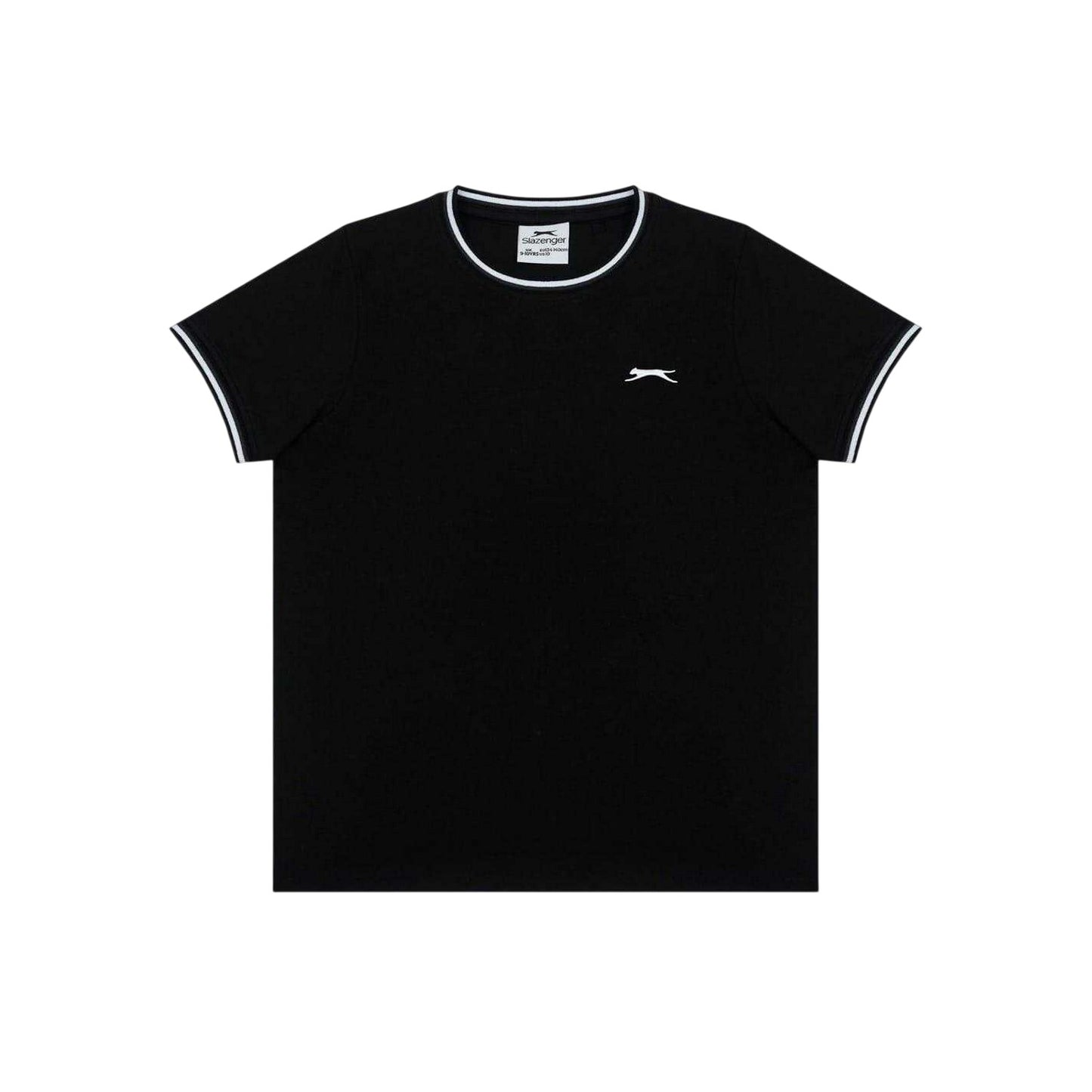 Black - Front - Slazenger Childrens-Kids Tipped Crew Neck T-Shirt