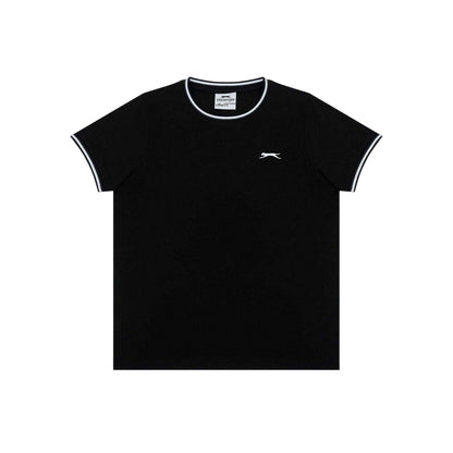 Black - Front - Slazenger Childrens-Kids Tipped Crew Neck T-Shirt