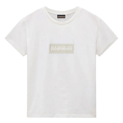 Heron White - Front - Napapijri Womens-Ladies Box Logo T-Shirt