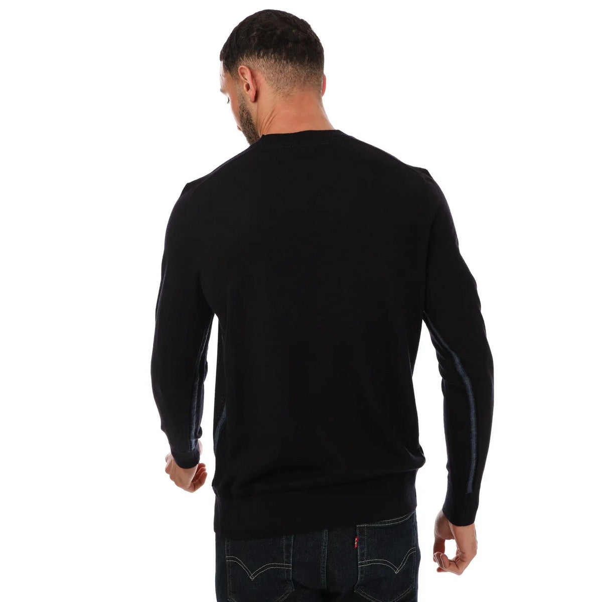 Navy - Back - Ted Baker Mens Cardiff Merino Wool Crew Neck Jumper