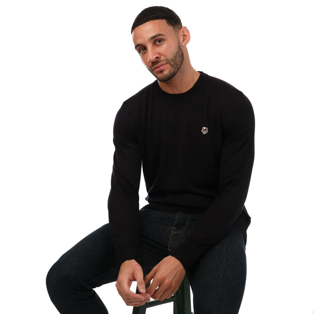 Navy - Lifestyle - Ted Baker Mens Cardiff Merino Wool Crew Neck Jumper