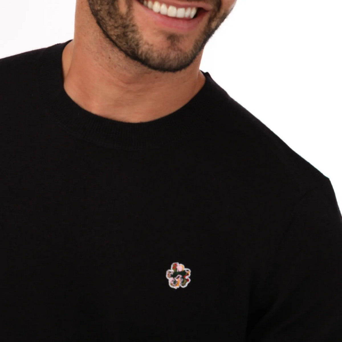 Navy - Side - Ted Baker Mens Cardiff Merino Wool Crew Neck Jumper